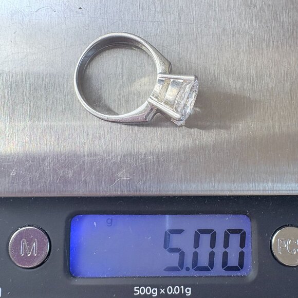 VTG Sterling Silver 925 Cubic Zirconia Prong Set Statement Ring Size 6.75 - Picture 8 of 8